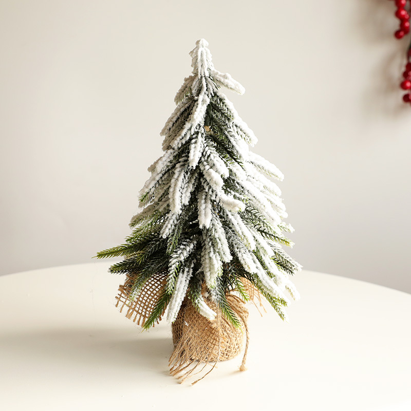 Christmas Snow Spray Flocking Linen Cedar Tree Nordic Mini