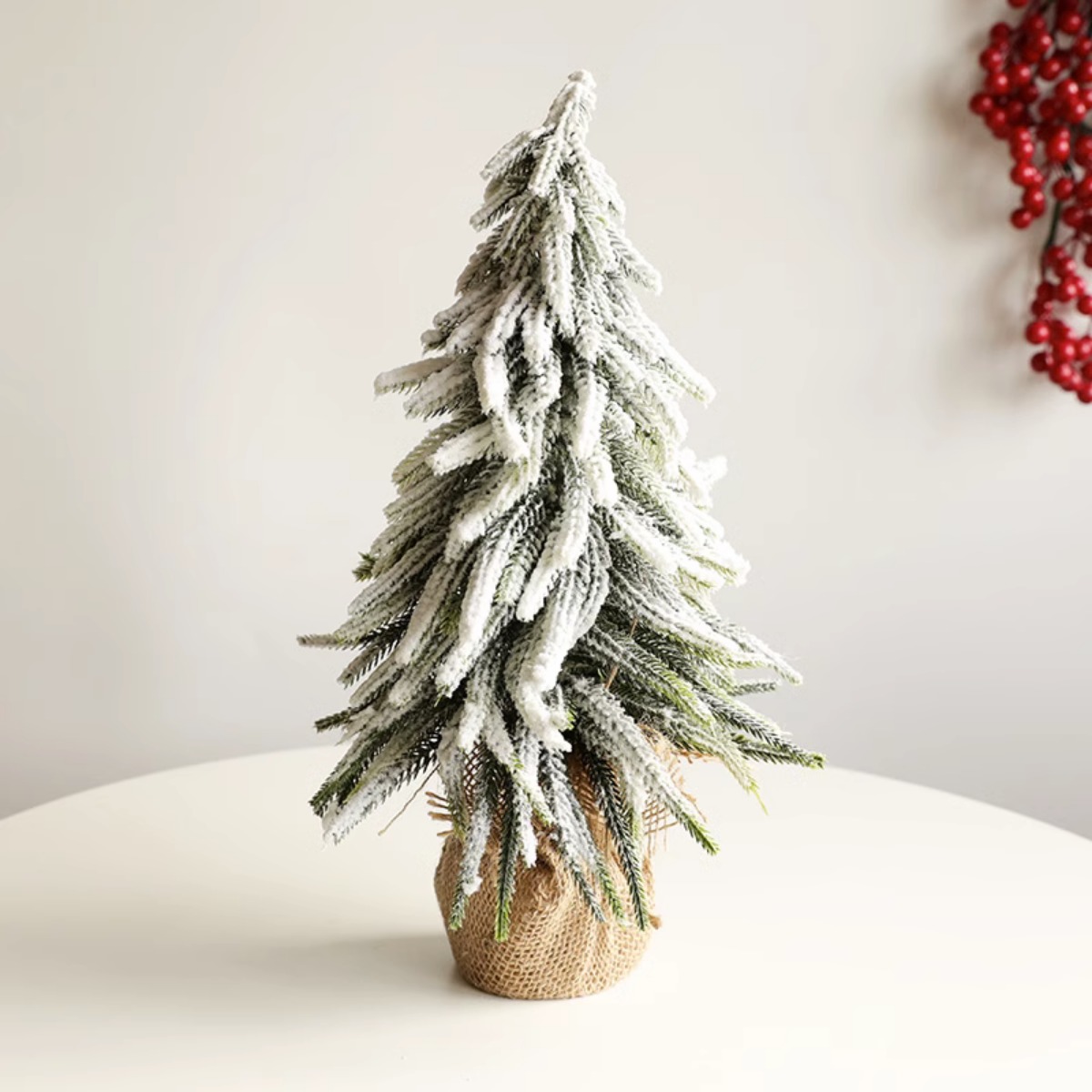 Christmas Snow Spray Flocking Linen Cedar Tree Nordic Mini