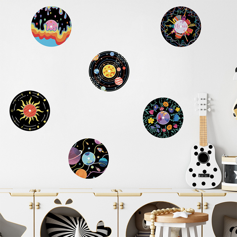 1PC Retro Records Wall Decor Vinyl Record Decal Wall Sticker Vinyl Record