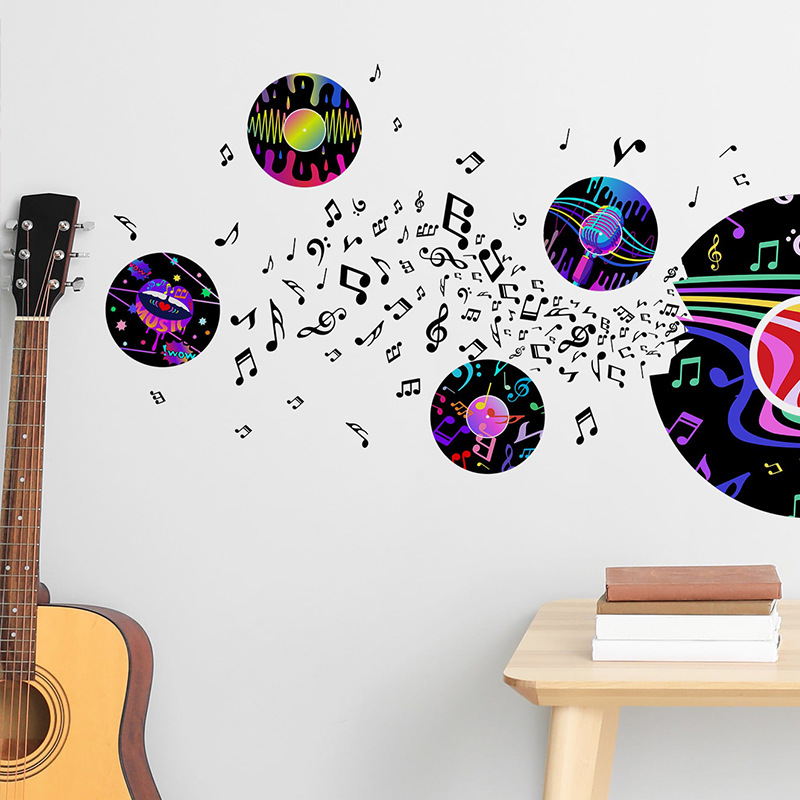  4pcs Vinyl Record Wall Sticker Music Notes Wall Decals