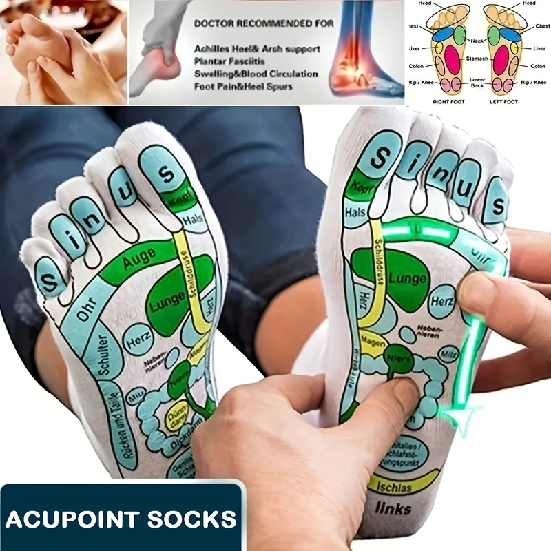 Illustrated Acupressure Socks Massage Socks with Massage Stick