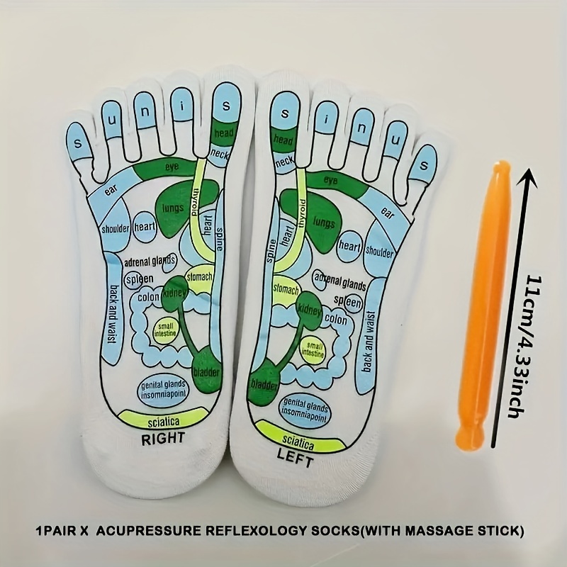 Illustrated Acupressure Socks Massage Socks with Massage Stick