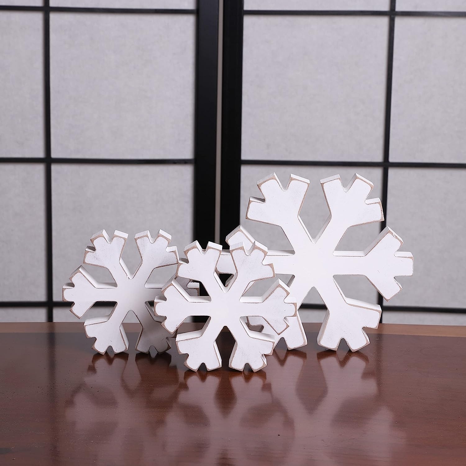 Wood Color Christmas Snowflake Ornaments Hanging Wooden Snow - Temu  Philippines