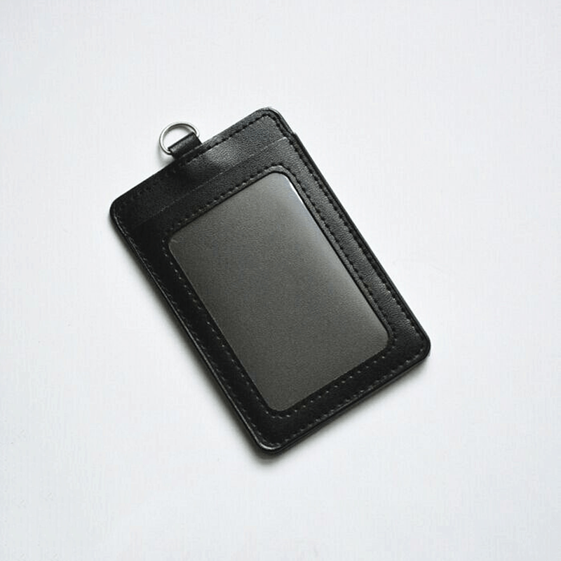 PU Leather ID Badge Card Holder Wallet-Style Protective Case