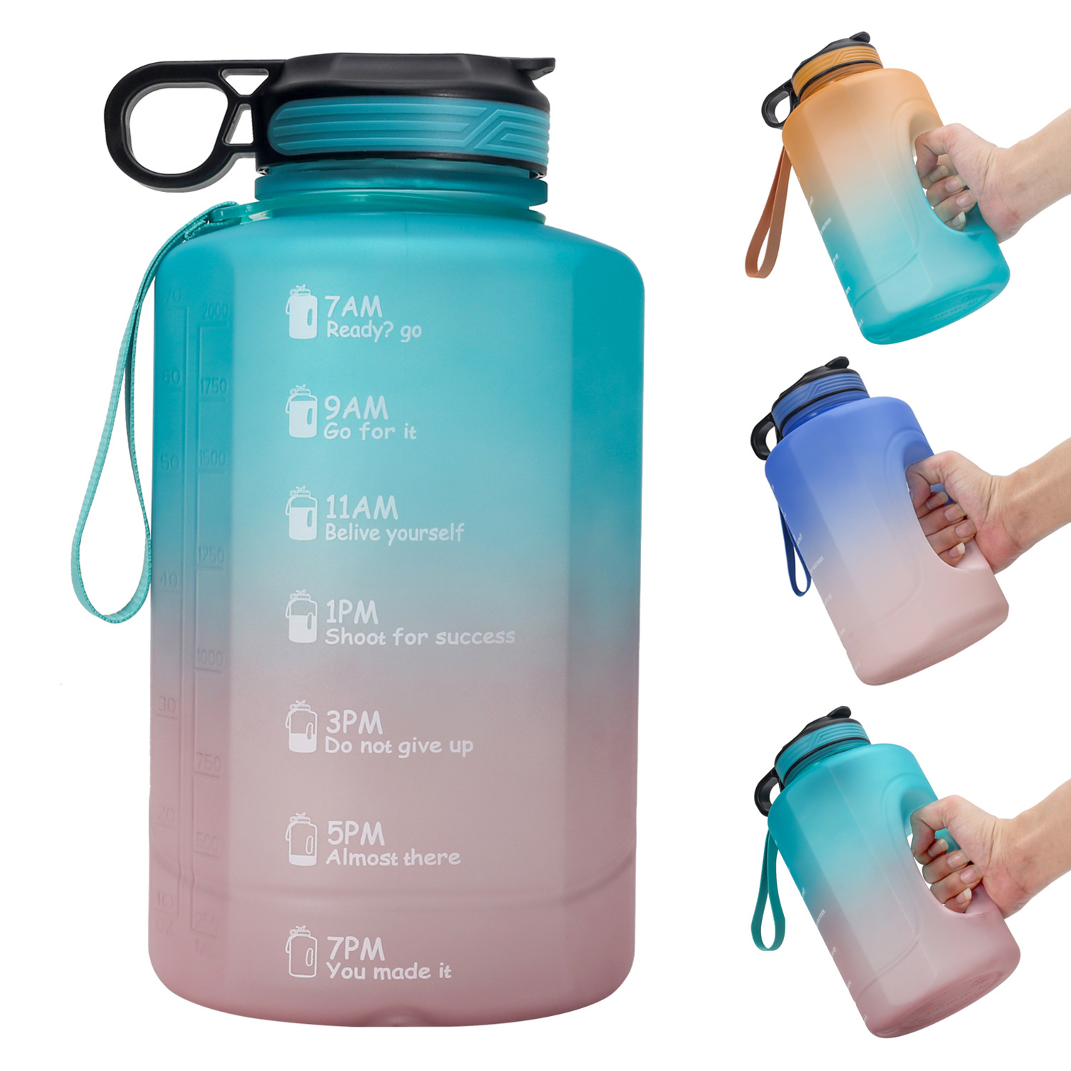Motivational Water Bottle With Straw & Time Marker, Daily Water Intake  Bottle With Carrying Strap For Fitness, Gym, School, Yoga, Hiking, And Also  Suitable For Drinking Water At Ordinary Times - Temu