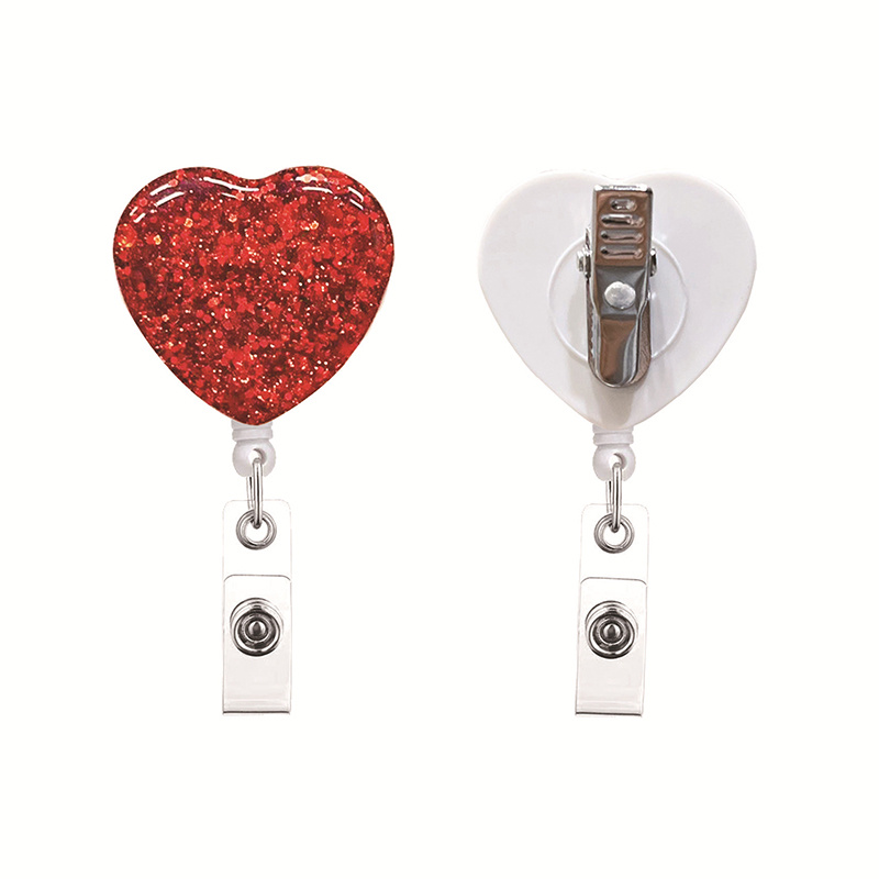 Heart shaped Bling Retractable Id Badge Holder: Add Sparkle - Temu