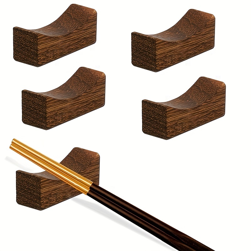 

5pcs Natural Wooden Chopstick Rests & Holders - Perfect For Home, Restaurant & Party Use! Eid Al-adha Mubarak