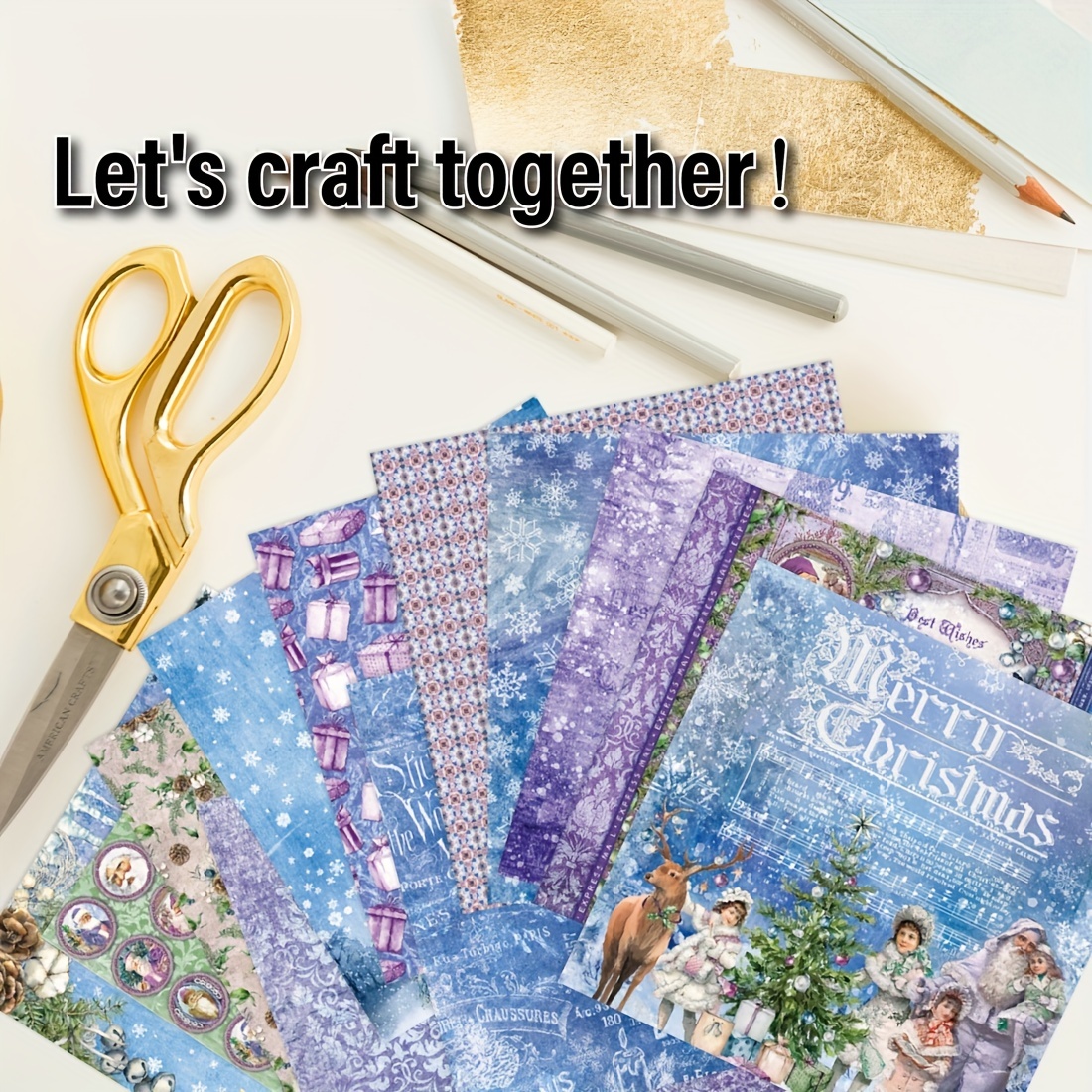 24 Sheets Christmas Vintage Scrapbook Paper Santa Claus Theme