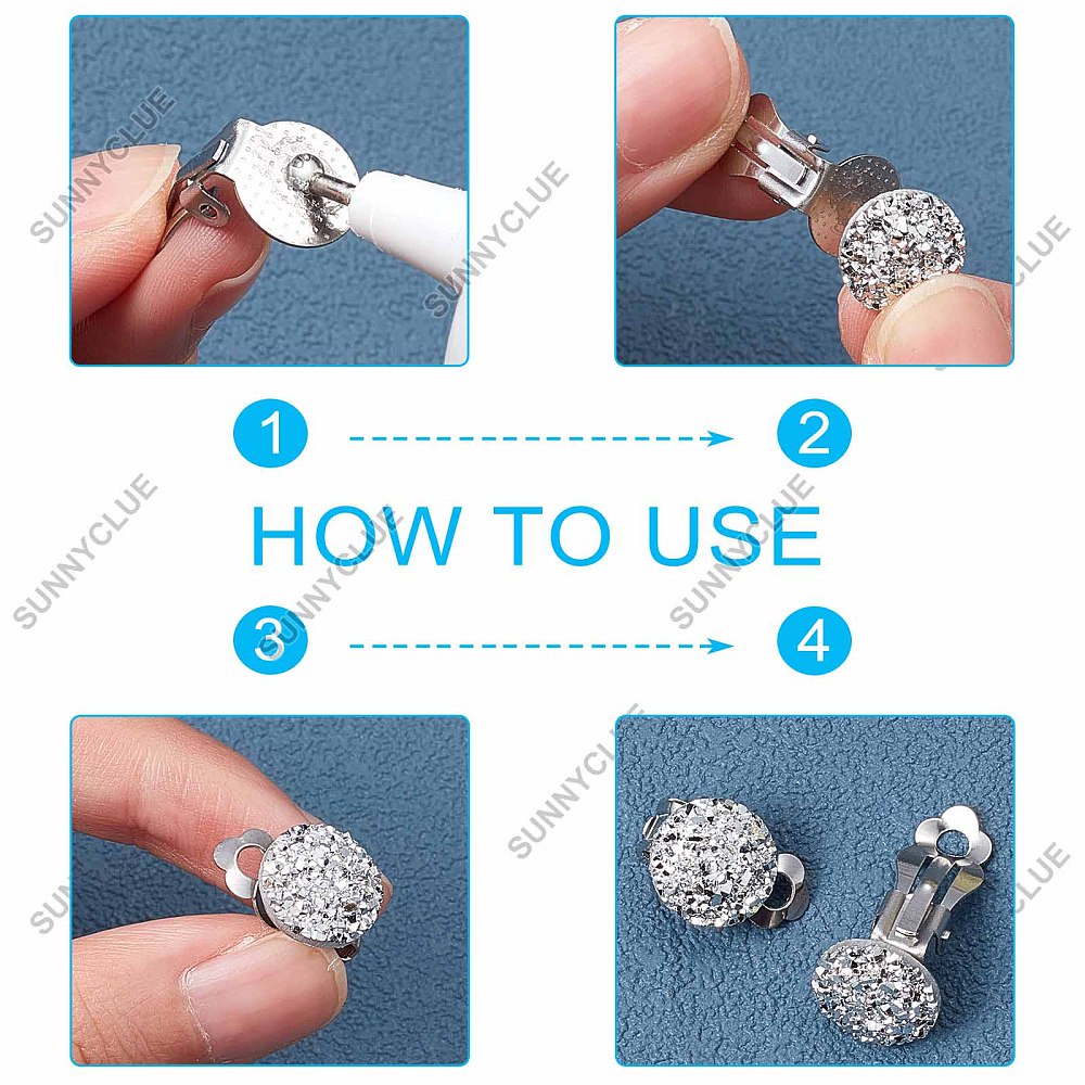 Round Flat back Tray Earring Clip Non perforated Earring Set - Temu