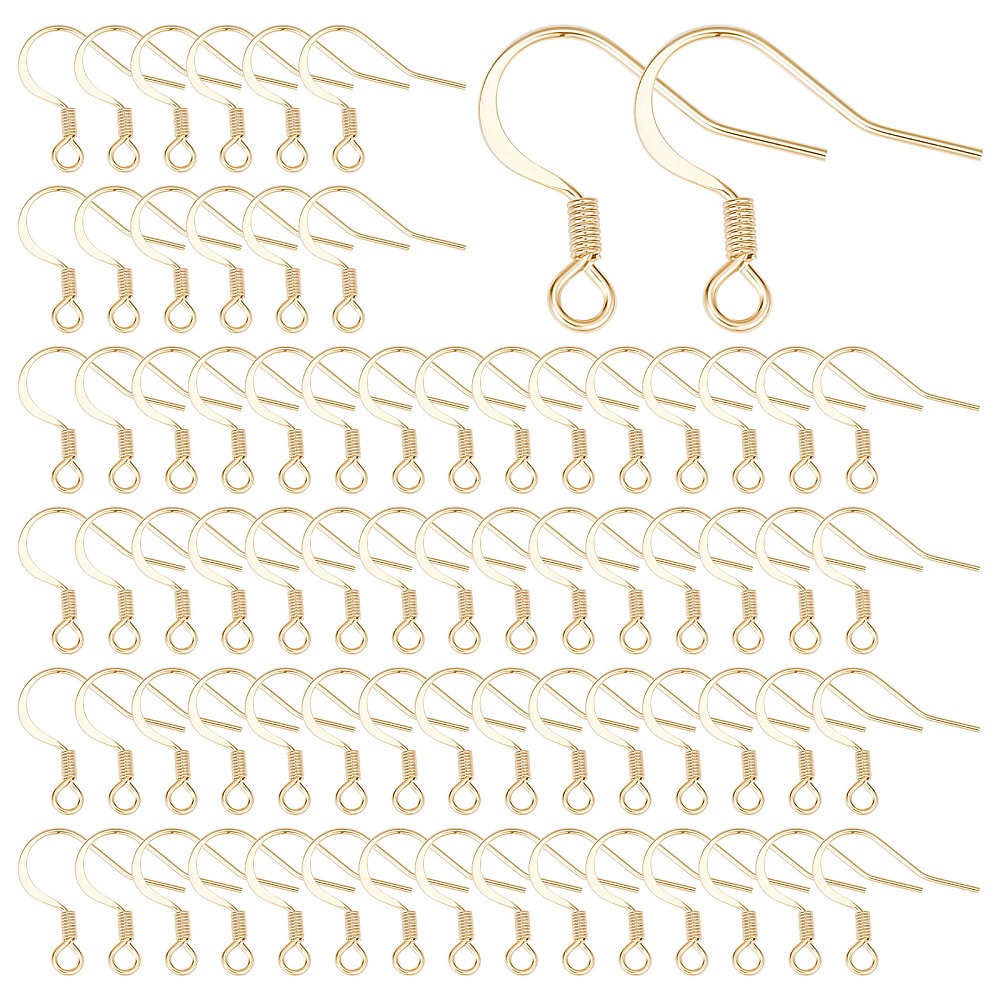 1 Box 100pcs 18k Gold Plated Earring Hooks Fish Hook Earrings Ear Wires  Fishhook Earring Findings For Jewelry Making Adult DIY Dangle Earrings  Craft A