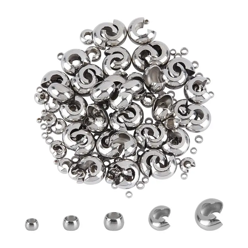 5 Sizes Open Crimp Beads 304 Stainless Steel Crimp Beads - Temu
