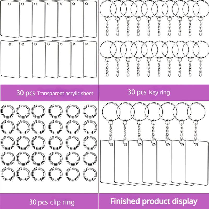 Clear Acrylic Keychain Blanks Rectangle Plastic Clear Key - Temu