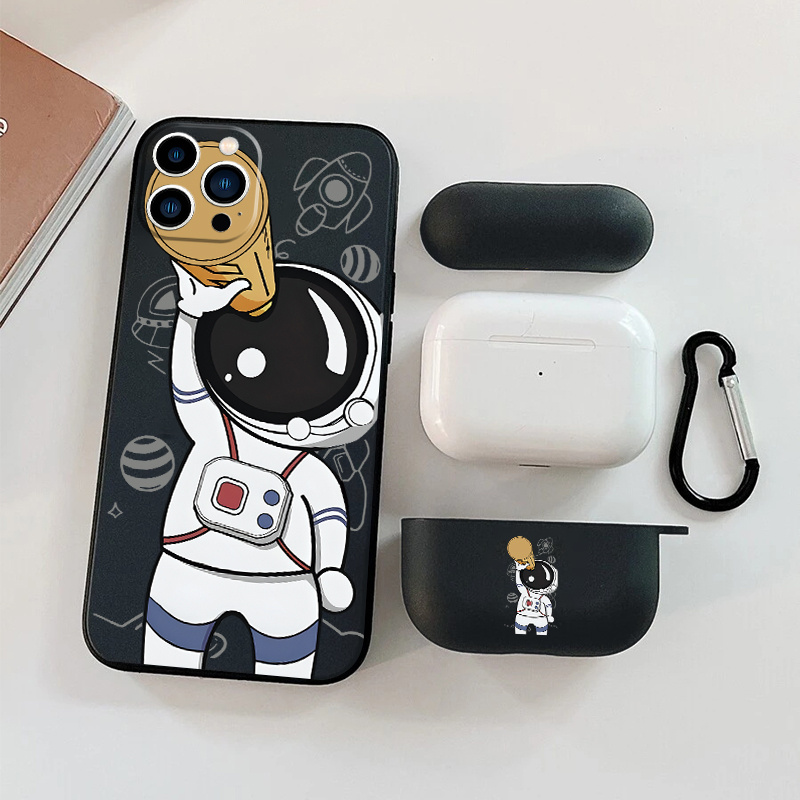 

1pc Case For Airpods Pro & 1pc Case Lovely Astronaut Graphic Phone Case For Iphone 11 14 13 12 Pro Max Xr Xs 7 8 6 Plus Mini, Airpods Pro (2nd Generation) Earphone Case Luxury Silicone