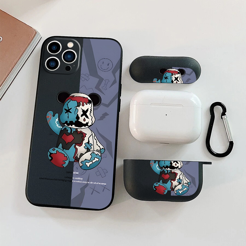 

1pc Case For Airpods Pro & 1pc Case Bear Graphic Phone Case For 11 14 13 12 Pro Max Xr Xs 7 8 6 Plus Mini, Airpods Pro (2nd Generation) Earphone Case Luxury Silicone