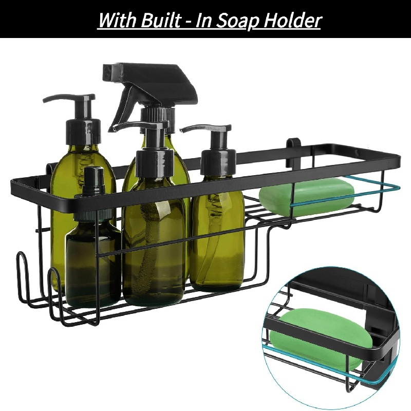 Over the Door Shower Caddy, 5-Tier Adjustable Hanging Shower Organizer  Rustproof Metal Bathroom Storage Shelf Shower Basket with Soap Holder &  Suction