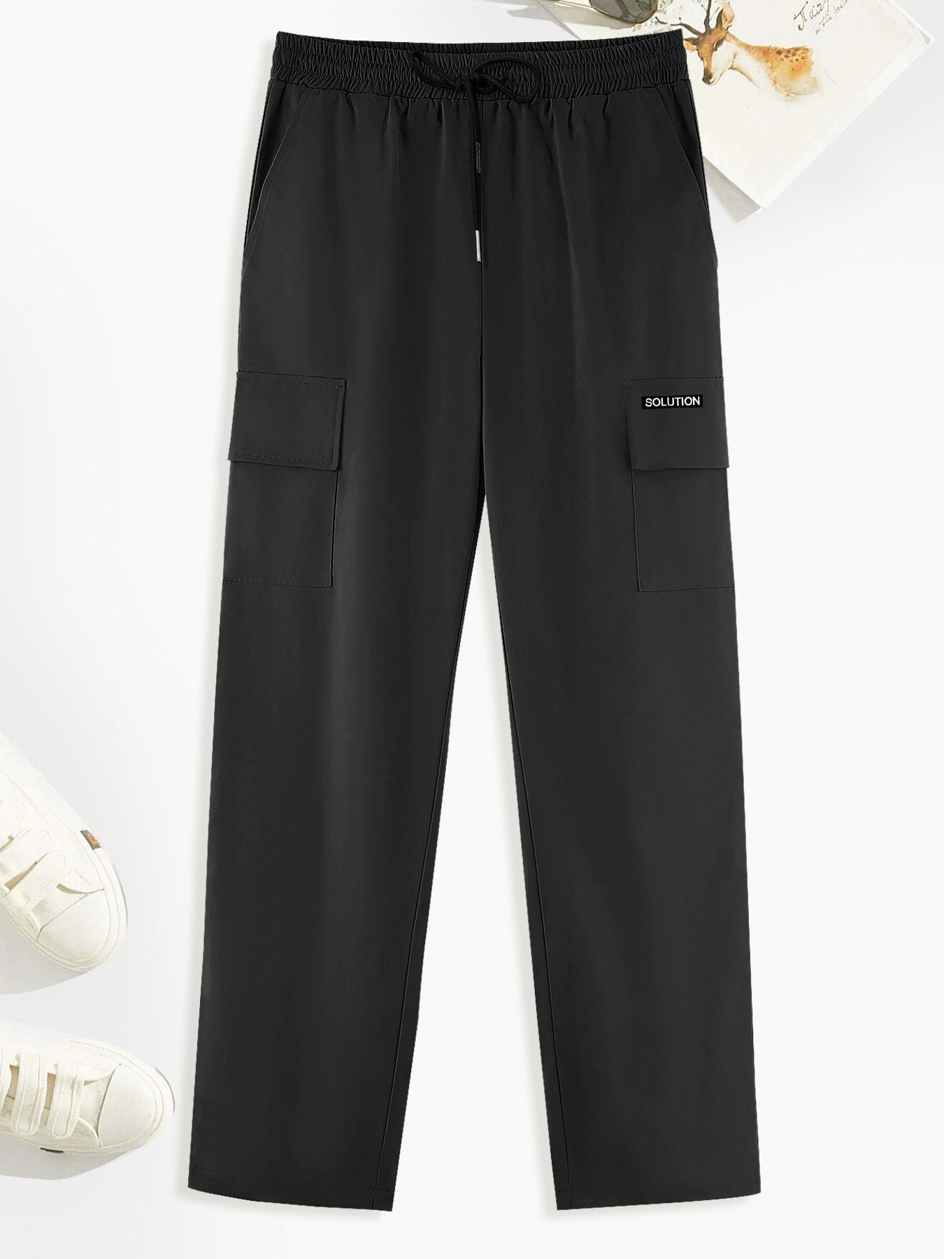 Tall Black Cargo Detail Casual Sweatpant