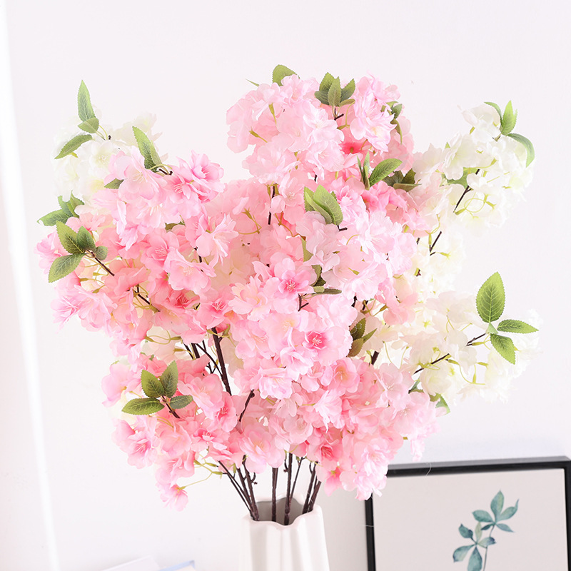 3pcs,Artificial Cherry Blossom Flower Branches ,24.8inch Silk Spring Peach  Blossom Bouquet Fake Flower Stems Arrangement For Wedding Home DIY  Decoration,The Perfect Spring Decoration, Suitable For Indoor And Outdoor  Decoration Of Wedding Gardens