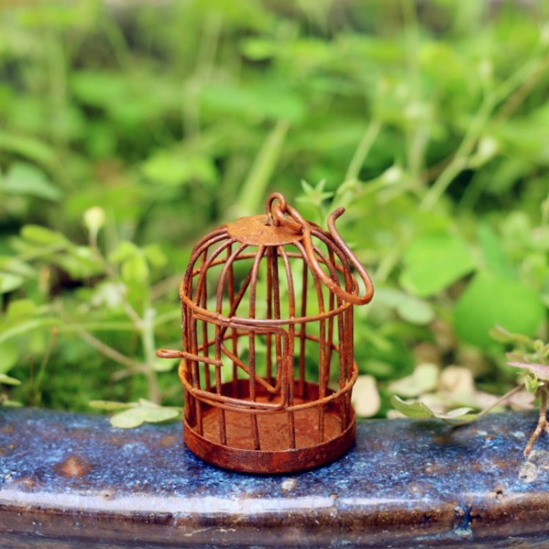  Dollhouse Miniature Birdcage with Bird on Stand : Toys