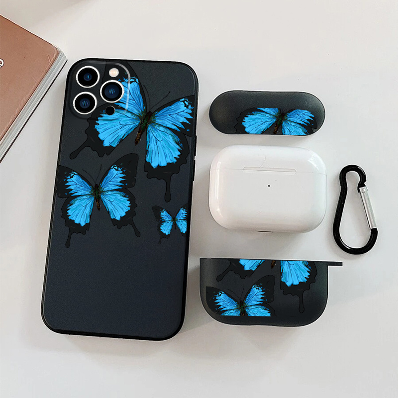 

1pc Case For Airpods Pro & 1pc Case Blue Butterfly Graphic Phone Case For Iphone 11 14 13 12 Pro Max Xr Xs 7 8 6 Plus Mini, Airpods Pro (2nd Generation) Earphone Case Luxury Silicone