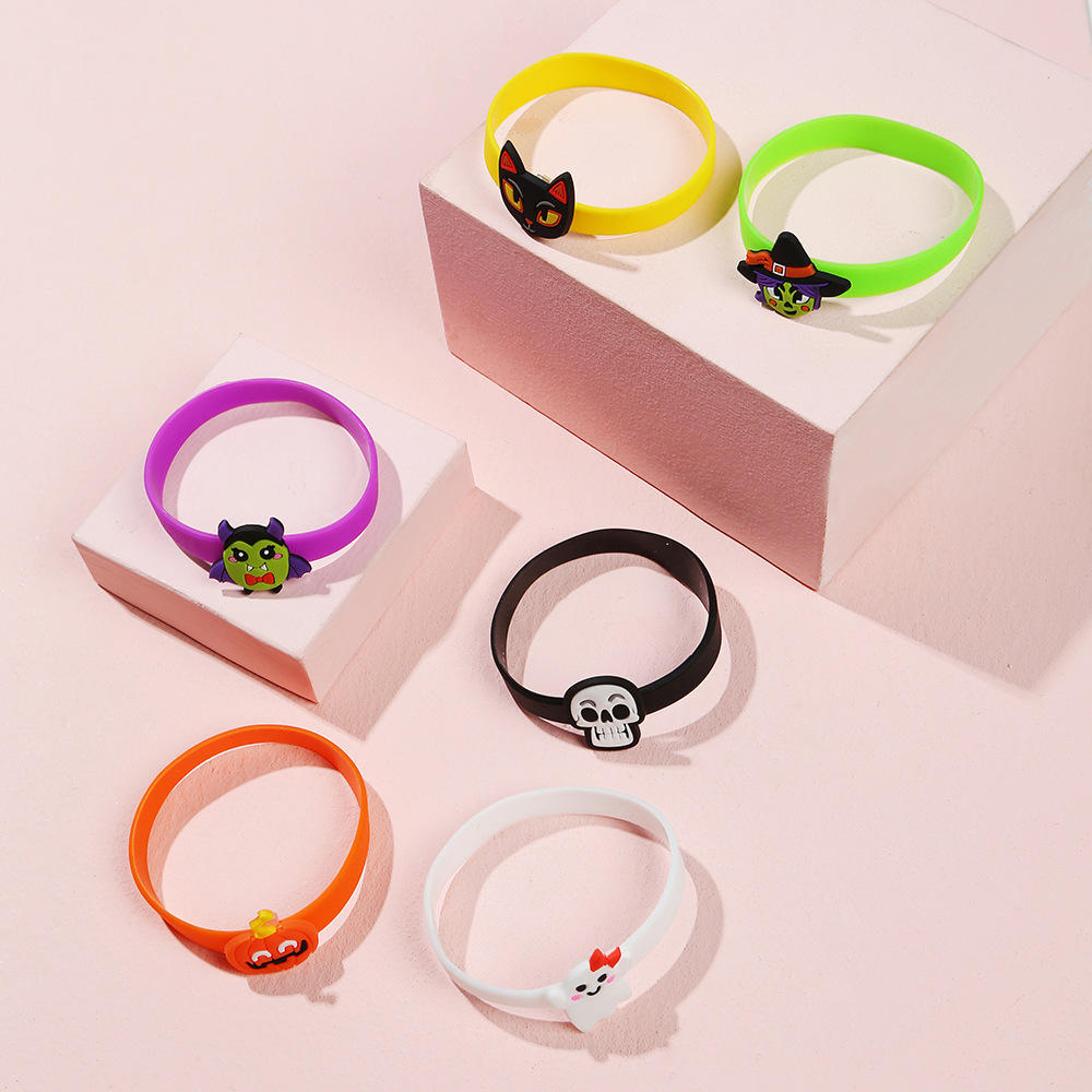 6pcs Gothic Ghost Pumpkin Charm Party Silicone Bracelet Bangle