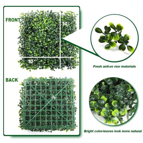 12pcs Artificial Boxwood Hedge Panels, UV Protected Greenery Wall, Abs Material Topiary for Indoor Outdoor Garden Fence Reunion Decor