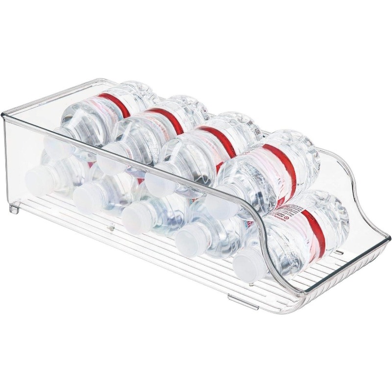 Plastic Water Bottle & Beverage Rack for Refrigerator Storage