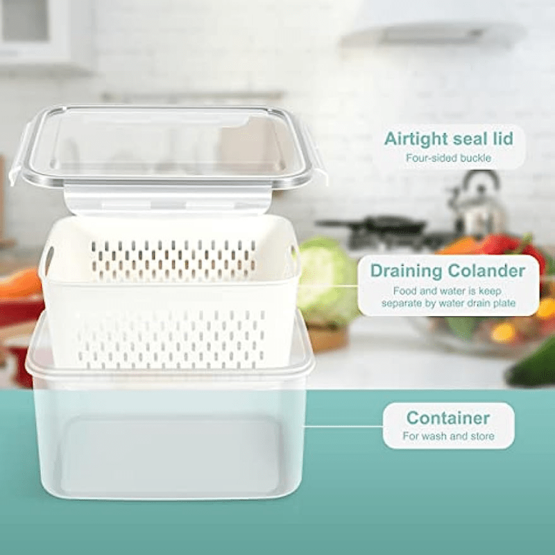 Large Fruit Containers For Fridge, Bpa-free Plastic Produce Keepers With  Lid, Dishwasher And Microwave Safe Produce Containers Keep Fruits,  Vegetables, Berry, Meat Fresh Longer, Kitchen Supplies - Temu