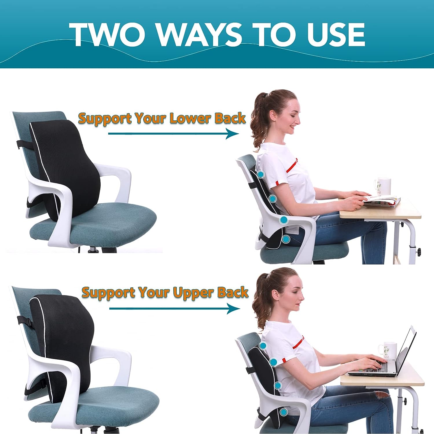 Lumbar Support Pillow - Memory Foam For Low Back Pain Relief, Ergonomic  Streamline Car Seat, Office Chair, Recliner And Bed - Temu
