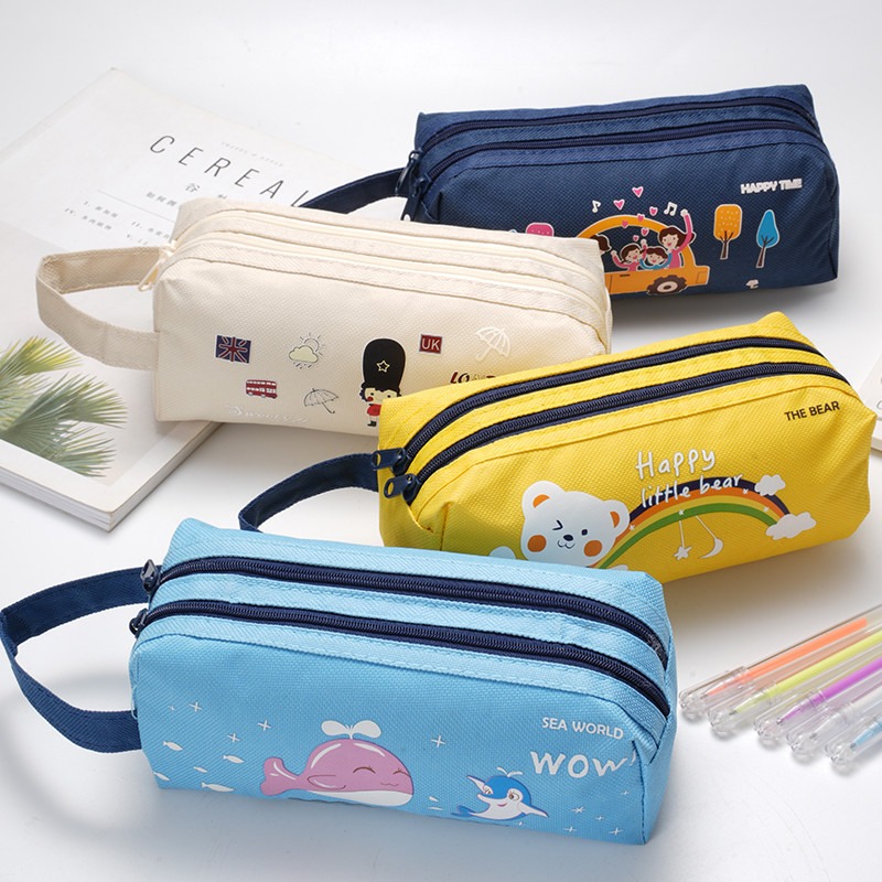 School Pencil Cases for Boys and Girls, Large Capacity Double
