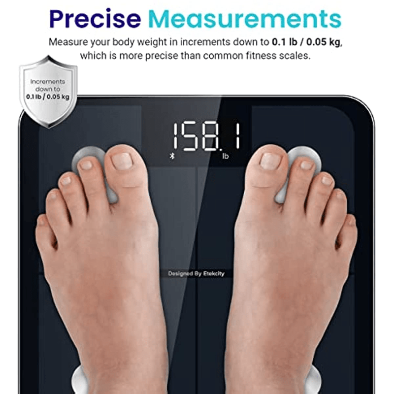 Balanza de baño digital, con cinta métrica y medidor de grasa, 500 libras