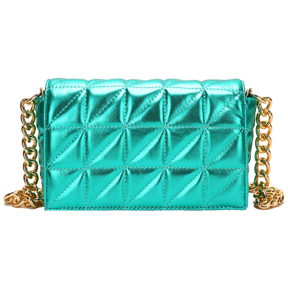 Neon-Orange Heart Quilted Flap Chain Square Bag