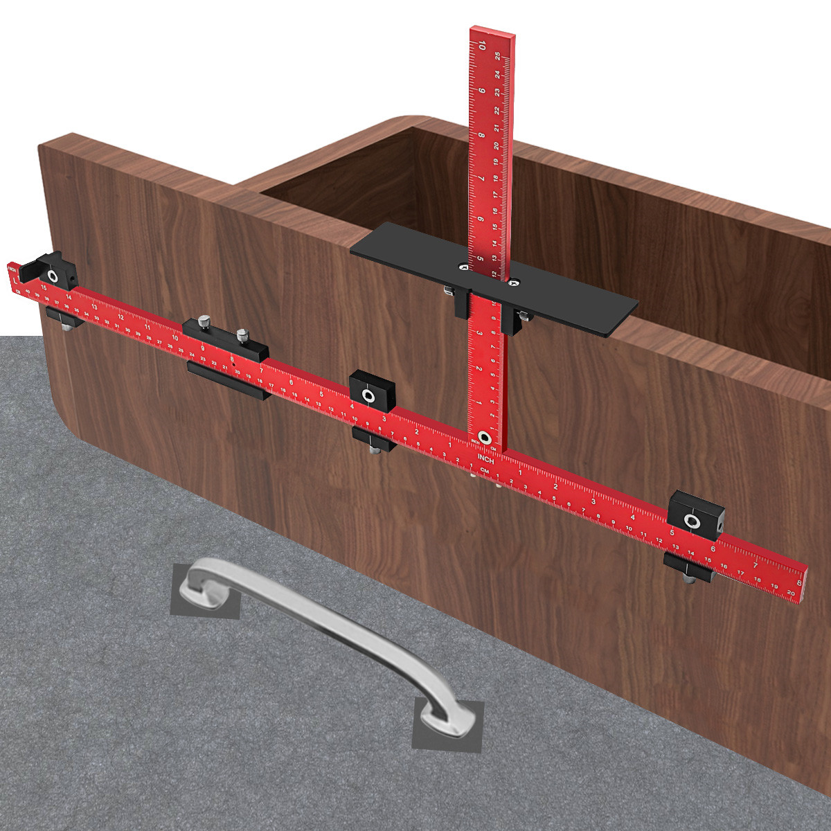Guía de taladro para agujeros de manija, plantilla de manija de gabinete de  4mm, localizador de punzón de puerta de aleación de aluminio para  carpintería