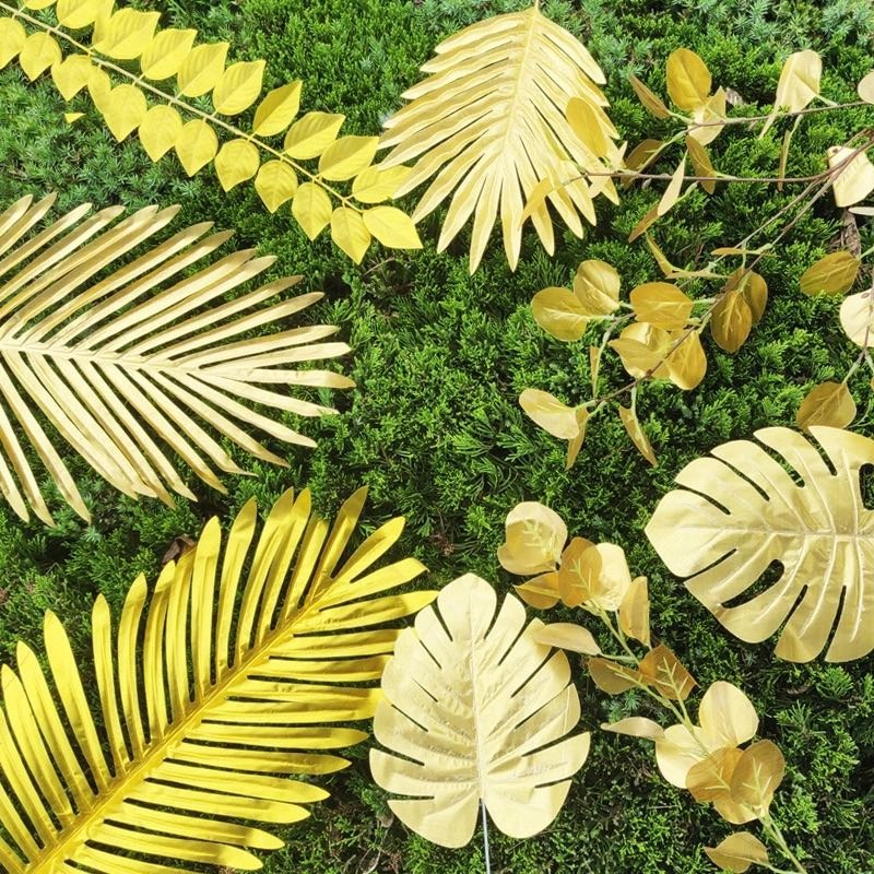 Assorted Artificial Tropical Leaves Vibrant Golden green - Temu