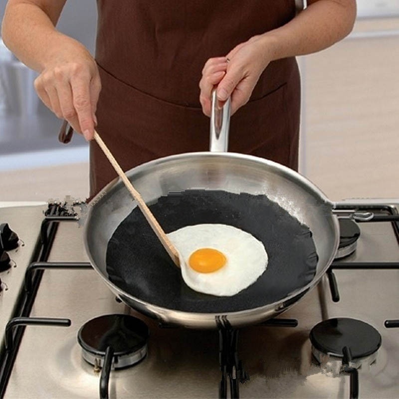 1pc Teflon Coated Non-stick Flat Fry Pan Round Cast Iron Skillet Suitable  For Kitchen