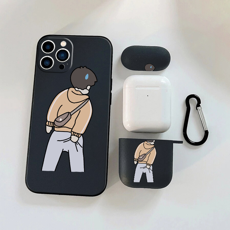 

1pc Earphone Case For Airpods 1 2 & 1pc Phone Case With Cartoon Boy Graphic For Iphone 11 14 13 12 Pro Max Xr Xs 7 8 6 Plus