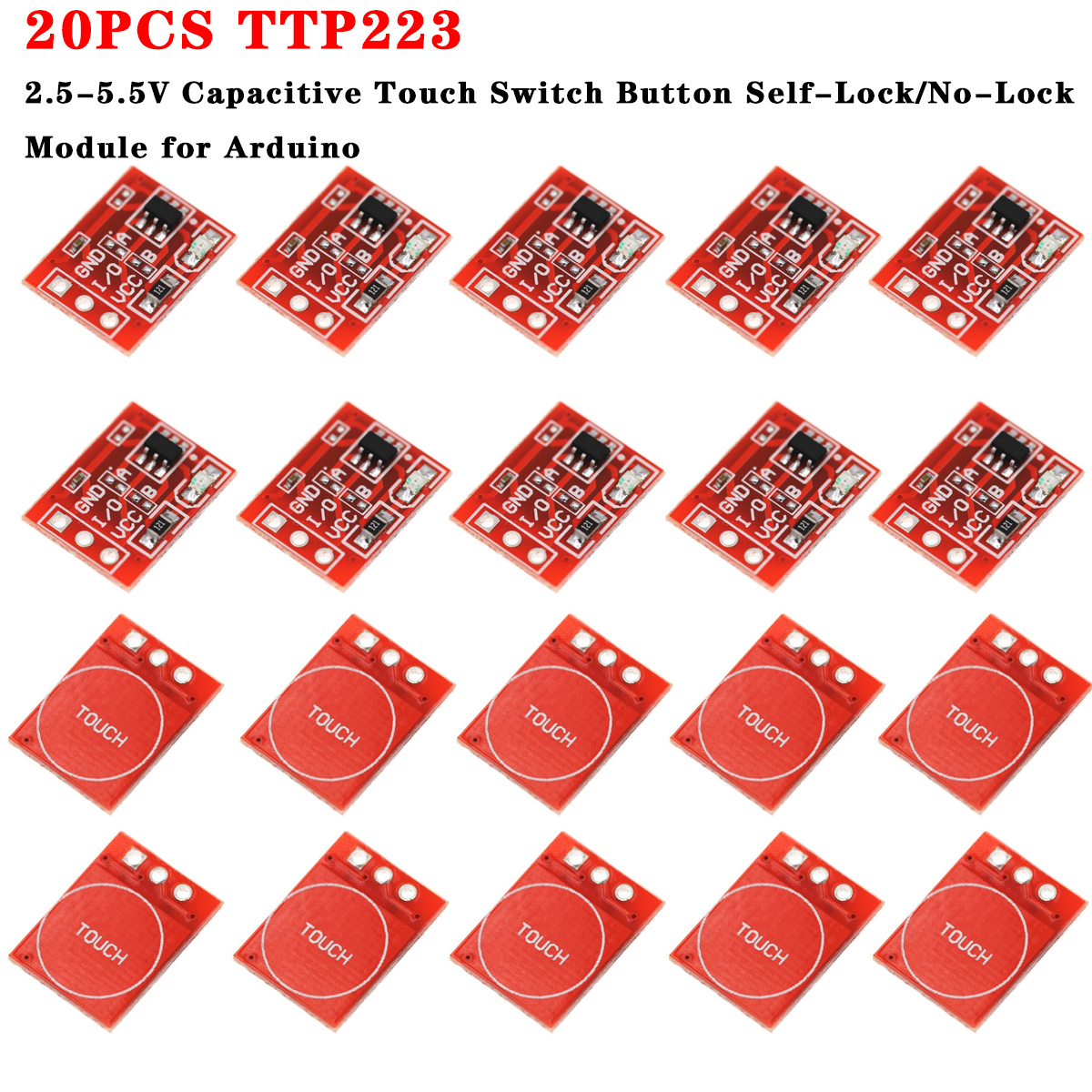 20pcs TTP223 Module De Bouton De Commutation Tactile Capacitif -  Auto-verrouillage / Non-verrouillage Pour Arduino - 2,5-5,5V - Temu Belgium
