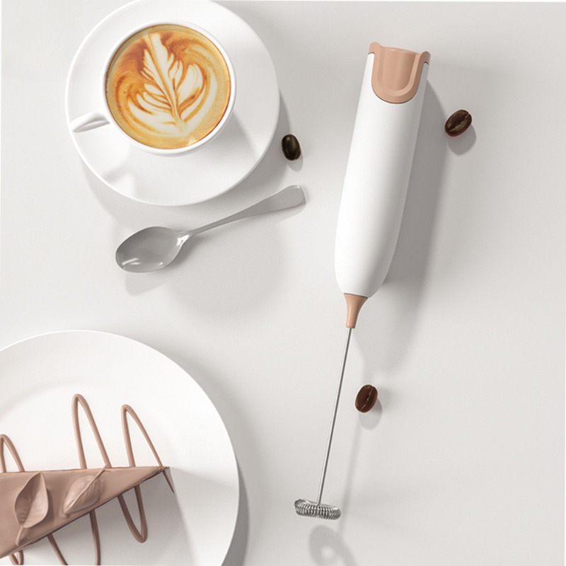1pc Handheld Electric Milk Frother, White, Electric Whisk Coffee