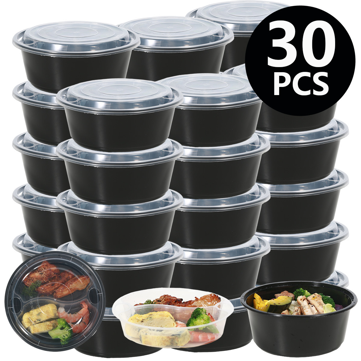 50pcs, 1L/33.8oz Meal Prep Containers, 4 / 5 Compartments Plastic Food  Storage Containers With Lids, Stackable To Go Containers, Disposable Lunch  Boxe