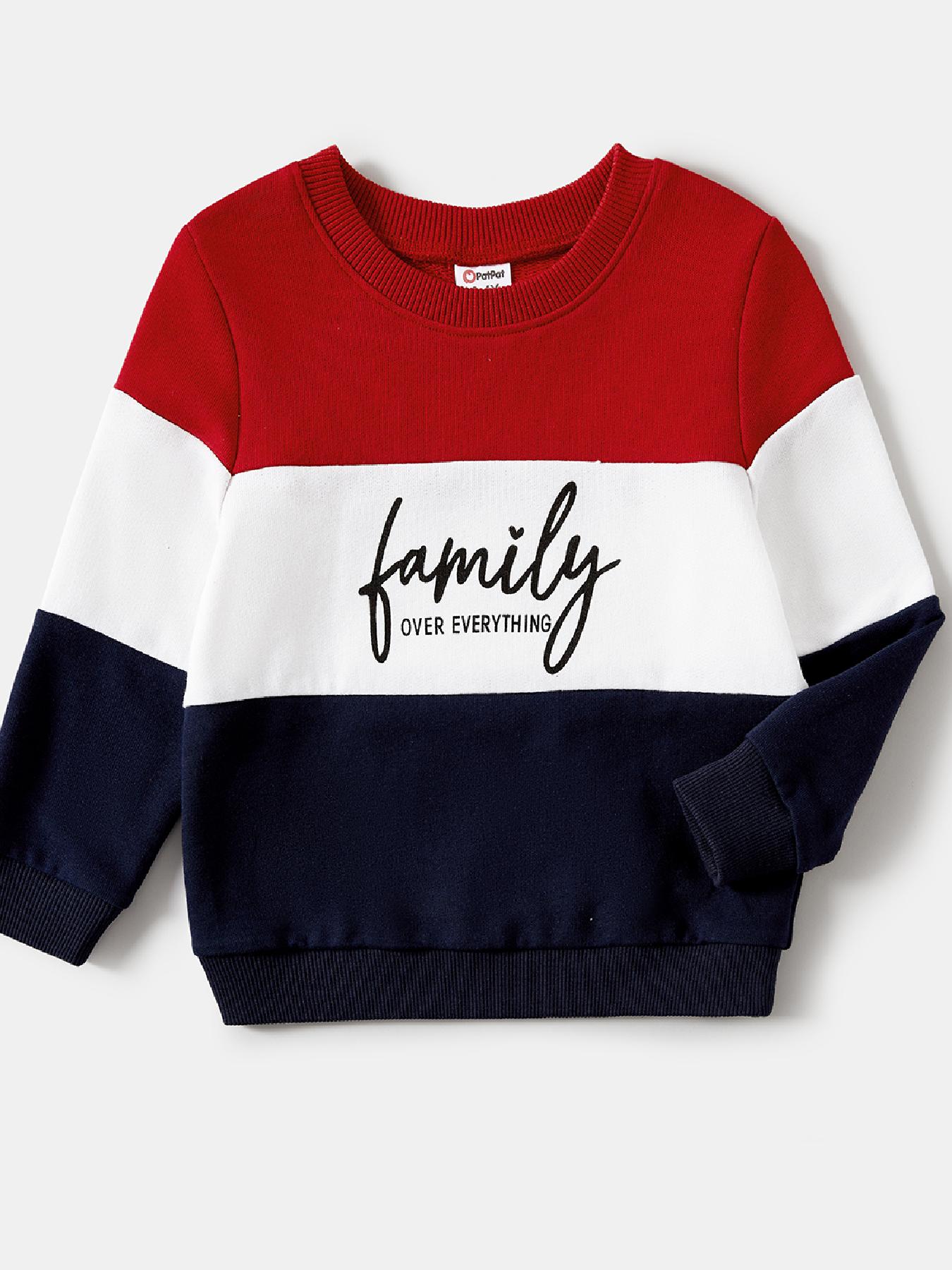 Family Matching Colorblock Splicing Long-sleeve Hoodies Sweatshirts