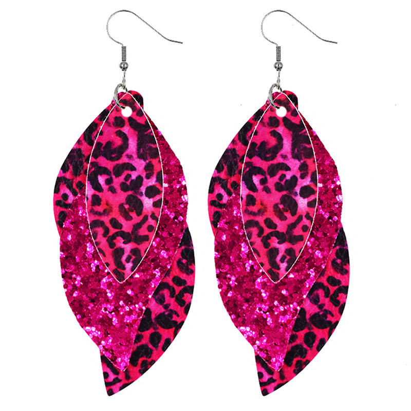 Bohemian Pu Leather Sequin Layered Earrings Suitable For Parties, Nights & Casual Attire - Sparkling Triple Layer Dangle Earrings With Sequin Shimmer, No Plating Maintenance, For Teenager