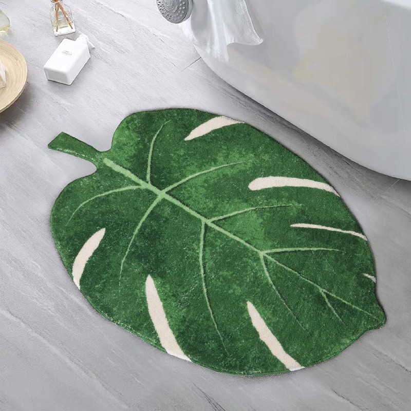 Machine Washable Leaf Bath Mat Non-Slip Leaf Bathroom Rug Leaf Rug for  Bathroom