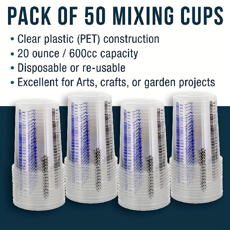 10oz Disposable Graduated Clear Plastic Cups for Mixing Paint