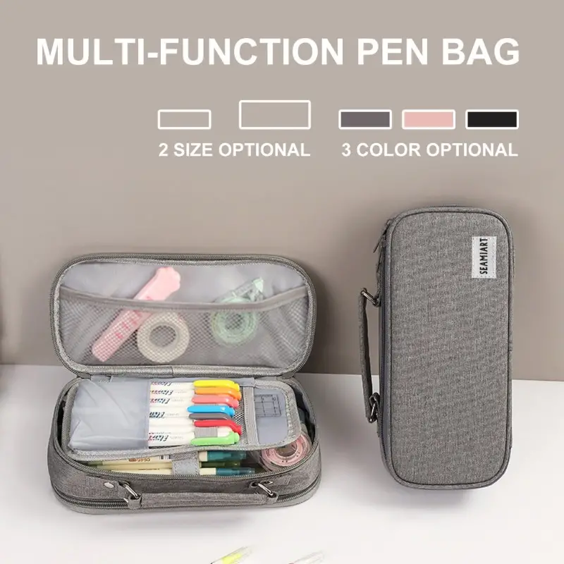 Large Capacity Pencil Case Water Proof Pu Leather Pencil - Temu