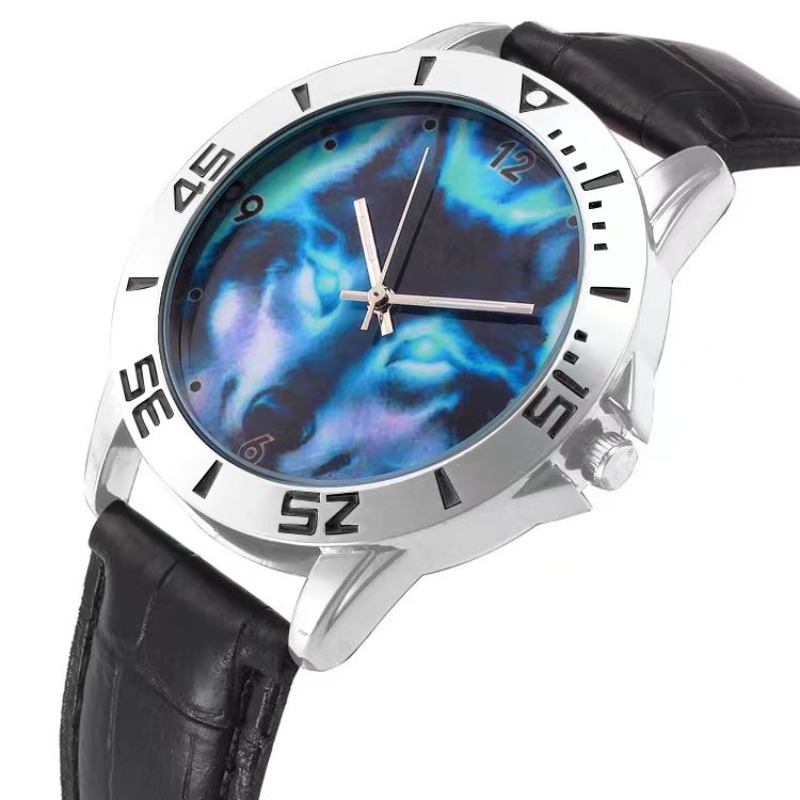 Wolf Pattern Quartz Watch Cool Fashion Animal Analog Pu Temu