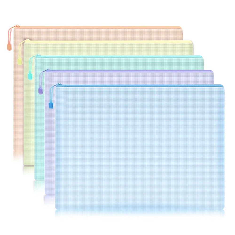 Thickened A4 File Bag Zipper PVC Transparent Mesh Large Capacity