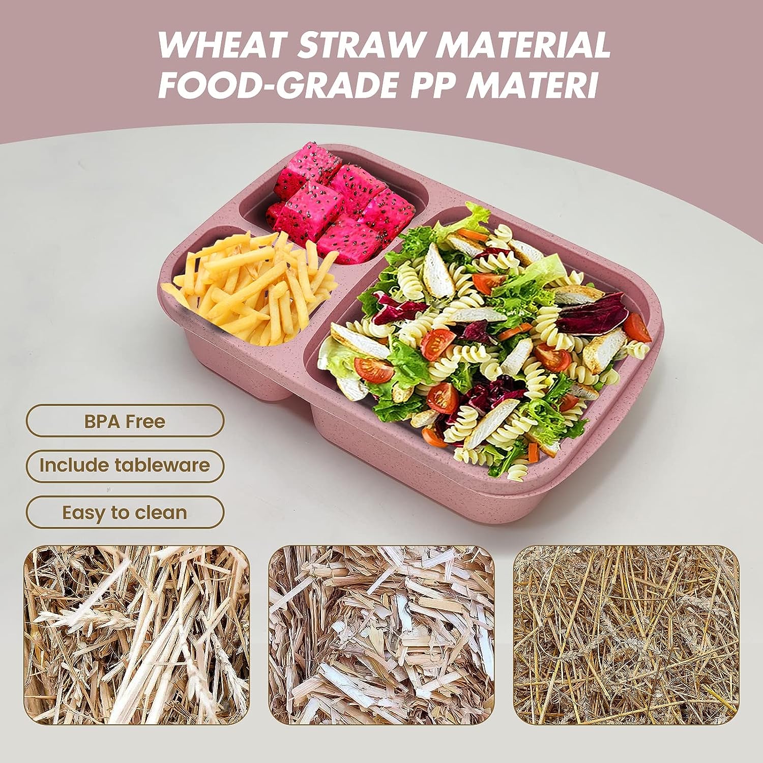 1pc, Bento Box, Wheat Straw Adult Lunch Box, 4-Compartment Meal Prep  Container For Kids, Reusable Food Storage Containers With Transparent Lids,  No BPA, Microwaveable, Back To School Supplie