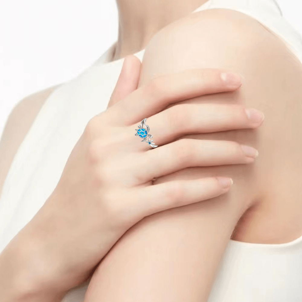cute sea turtle with starfish design exquisite ring for girls birthday christmas gift 3