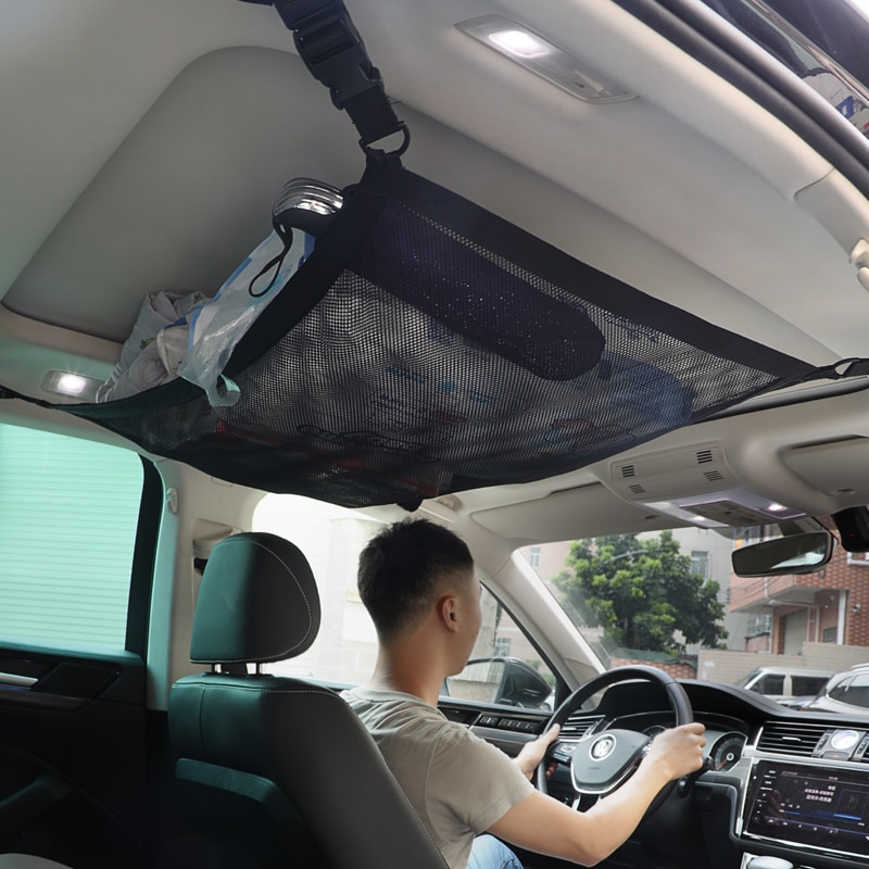 Toit de voiture Plafond Cargo Filet Mesh Sac de Rangement Pochettes Poches  Pour Suv Van Camping-car 90x60cm
