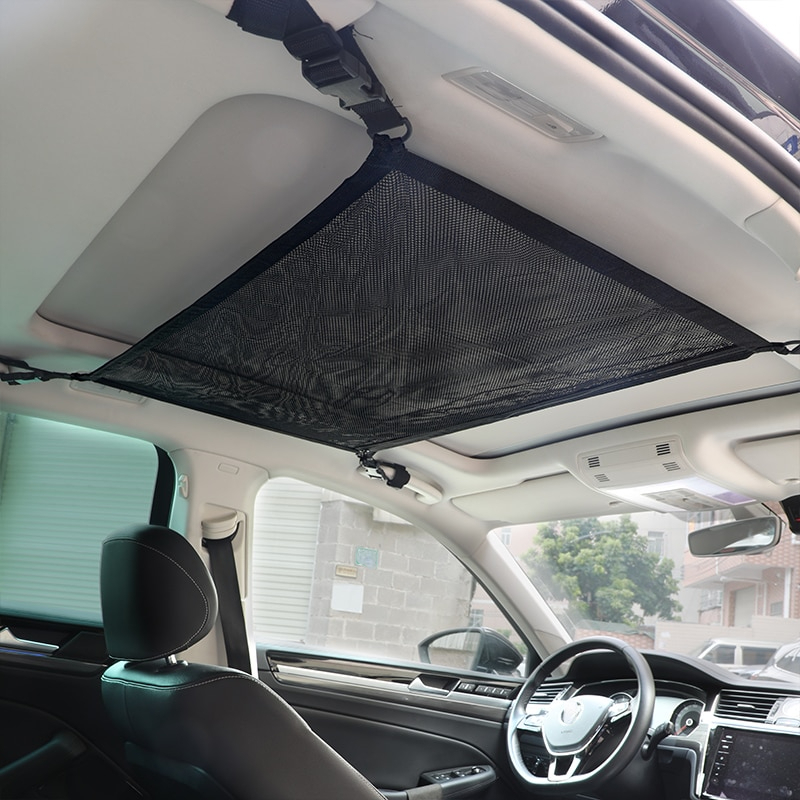 voiture plafond stockage net voiture toit stockage maille sac intérieur  cargo universel netbag réglable sundries outil de stockage