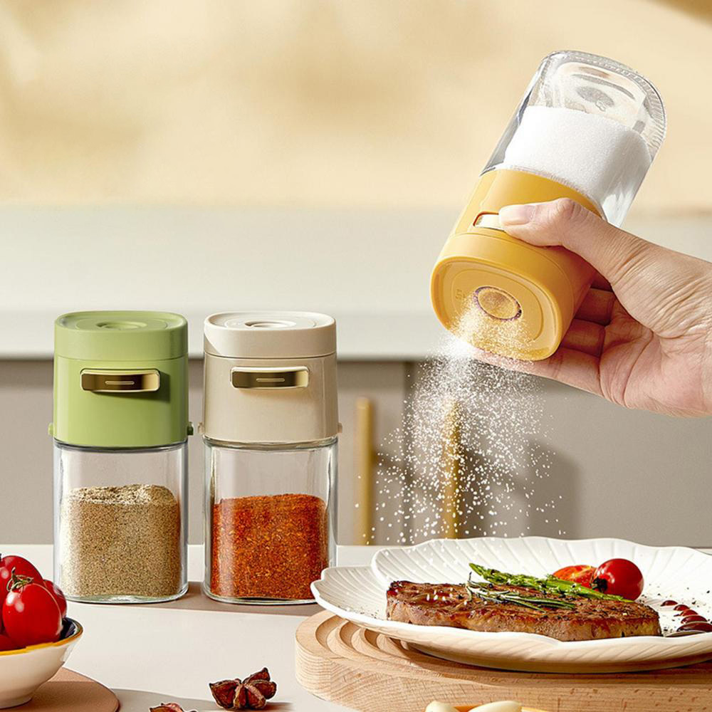 Glass Salt and Pepper Shakers- Moisture Proof Salt Shaker with Plastic Lid  - Refillable Spice Dispenser for Kitchen or Travel - Cute Seasoning Shakers